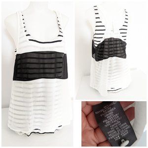 Black And White Navy Style Tank Top Sz M